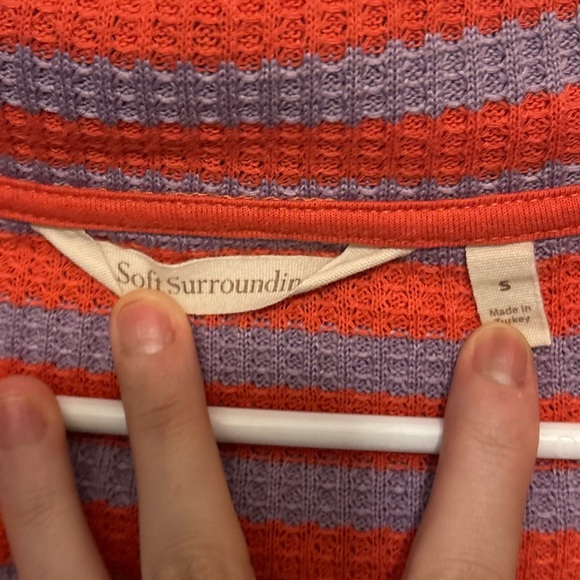 Like New Soft Surroundings Serene Button Collar Striped Knit Sweater - Picture 5 of 10